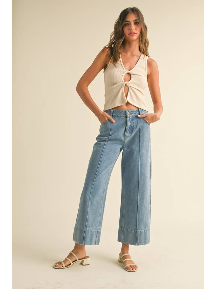 P4564 WIDE HEM DENIM PANTS for wholesale on Faire