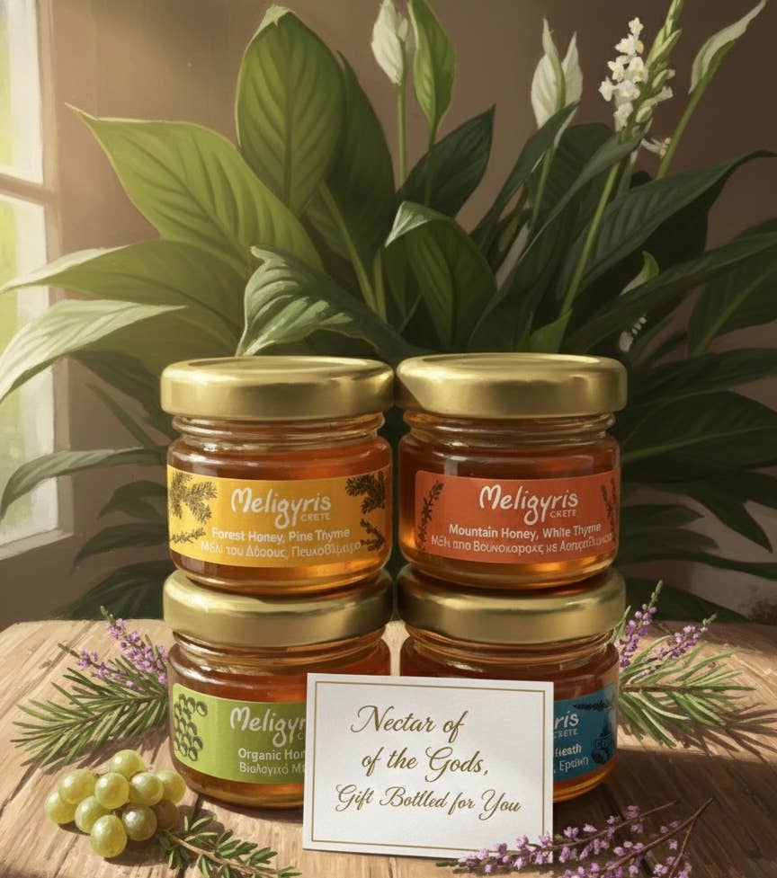ALETA FARMS - Wholesale Honey - 4 Seasons Raw Greek Honey Gift Box – 4 Mini Jars (30g Each)4