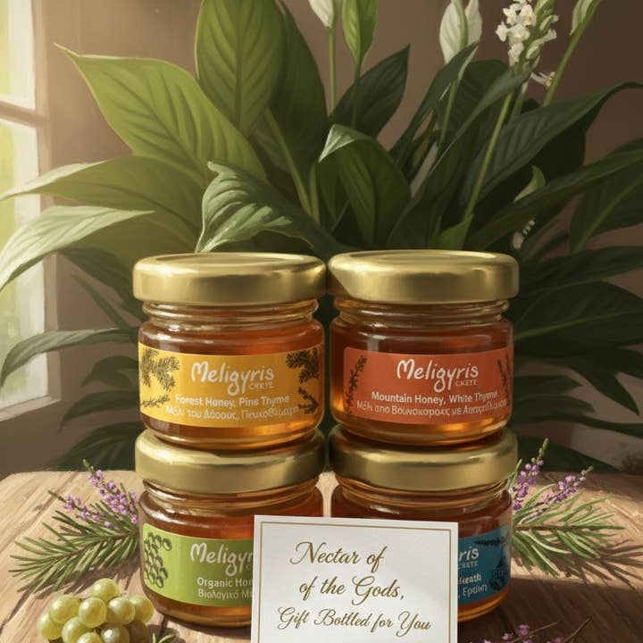 ALETA FARMS - Wholesale Honey - 4 Seasons Raw Greek Honey Gift Box – 4 Mini Jars (30g Each)4