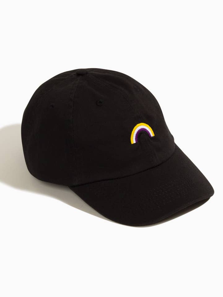 Non-Binary Rainbow Black Baseball Hat for wholesale by Qweer