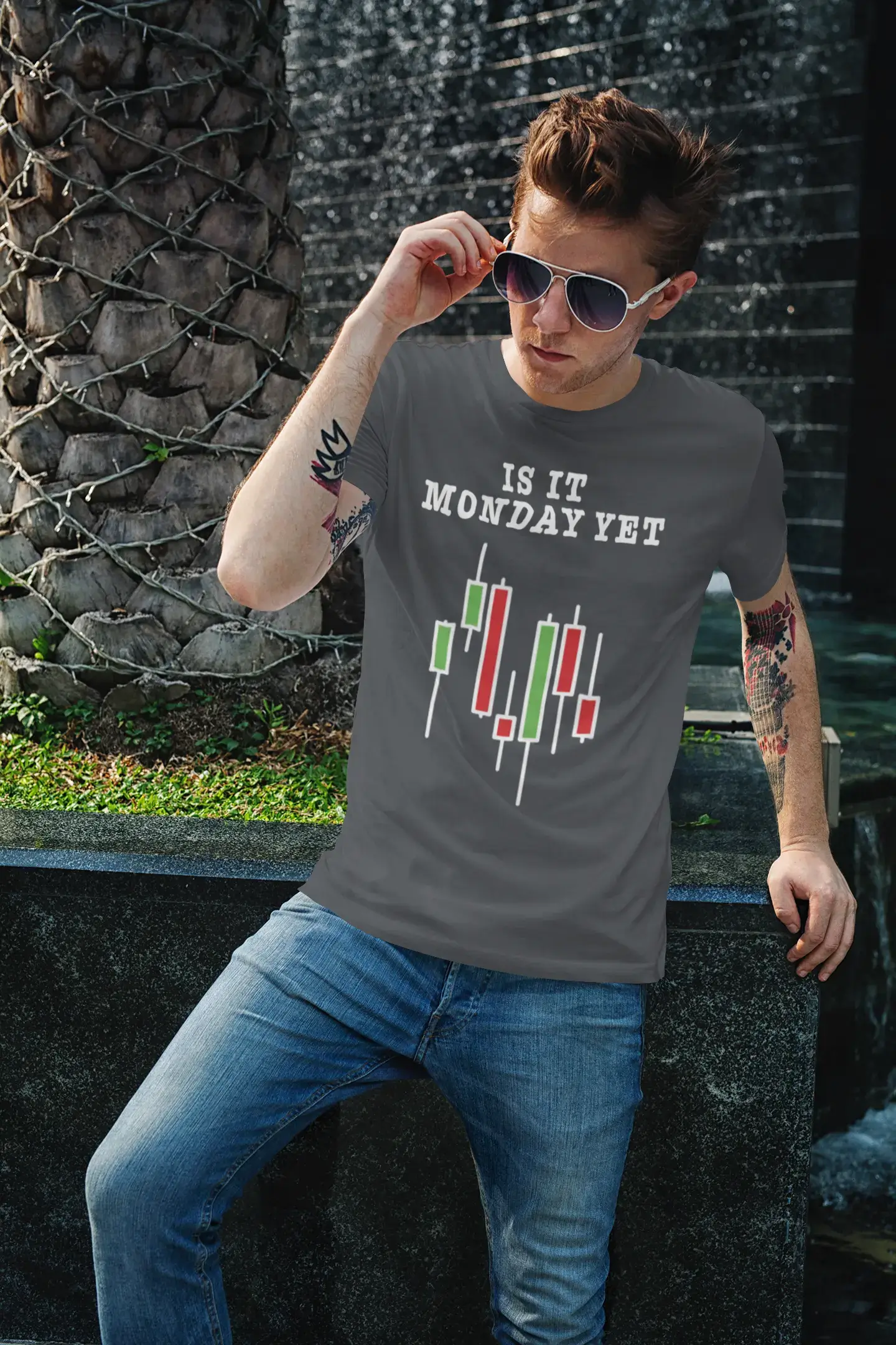 ULTRABASIC - Wholesale Screen Printed T-Shirt - Men's - Men’s Graphic T-Shirt Is It Monday Yet Stock Market Traders Aqua Gift Idea16