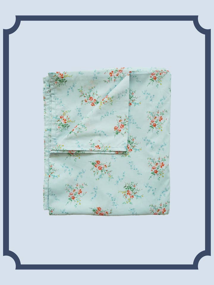 Bridgerton Flat Top Sheet made with Liberty Fabric GARDEN BLOOMS BLUE for wholesale by Coco & Wolf