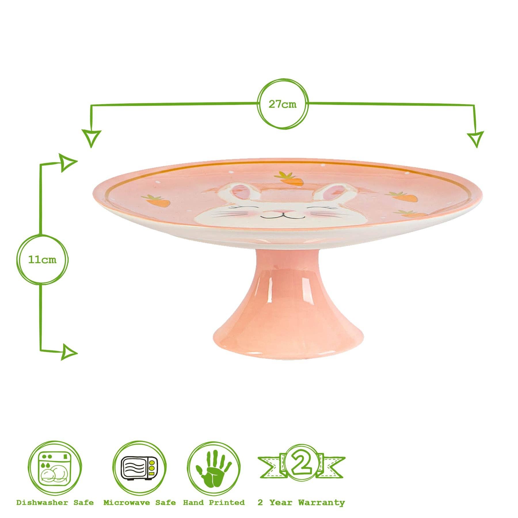 Rinkit Ltd - Wholesale Cake Stand - Nicola Spring Pink Bunny Cake Stand - 27cm - Pink4