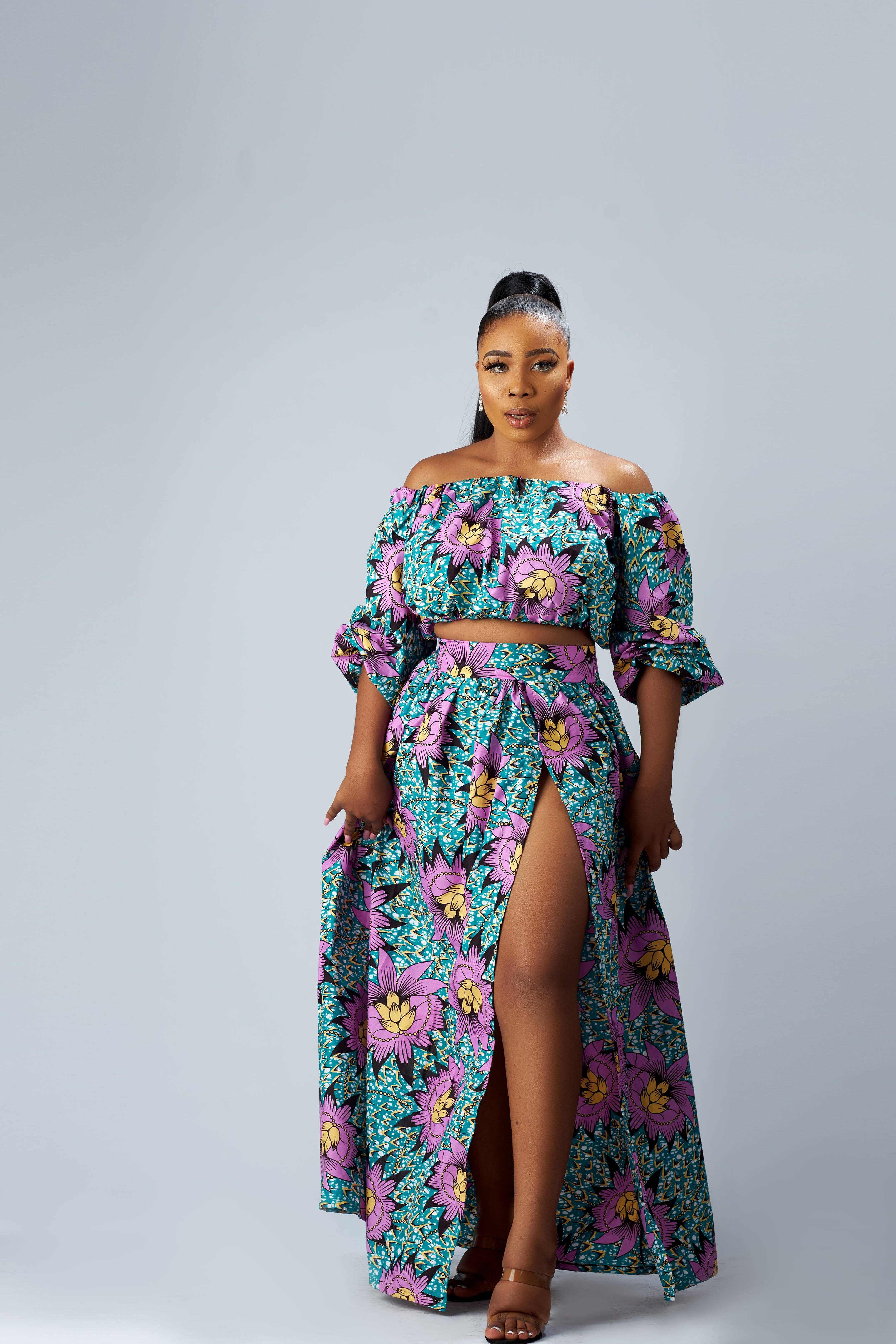 Abebi Modish - Wholesale Blouse - Women's - Fola Top - Women's African Print Off-Shoulder Blouse1