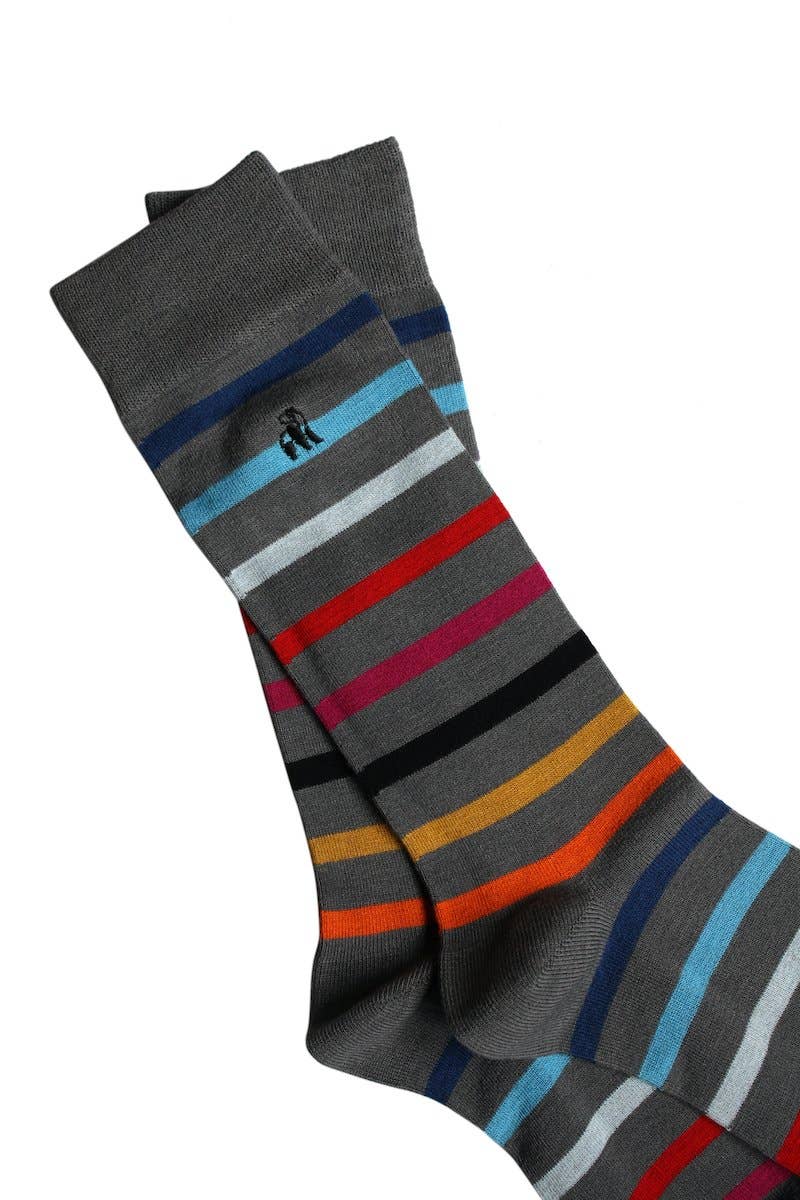 Swole Panda - Wholesale Socks - Unisex - Grey Small Striped Bamboo Socks (3 pairs)1