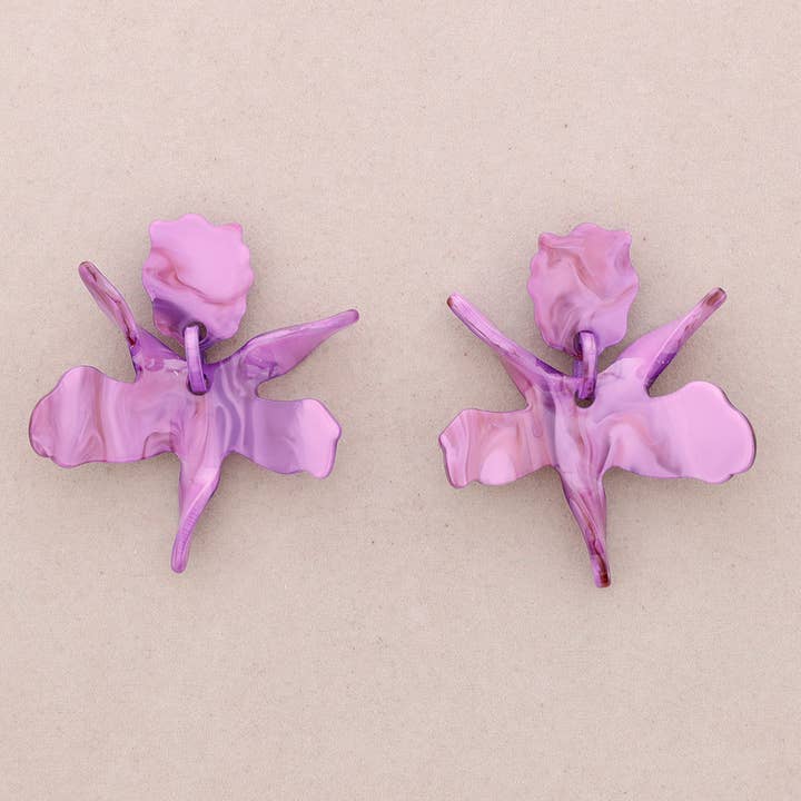 La Cuerda De Sol - Wholesale Snap Jewelry - Resin Flower Earrings