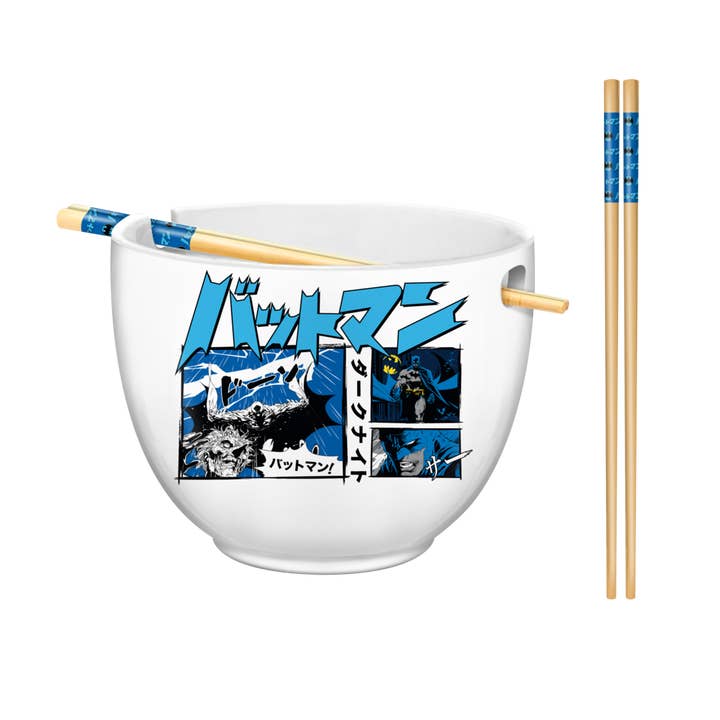 Silver Buffalo - Wholesale Bowl - Batman Manga Panels 20oz Ceramic Ramen Bowl with Chopsticks