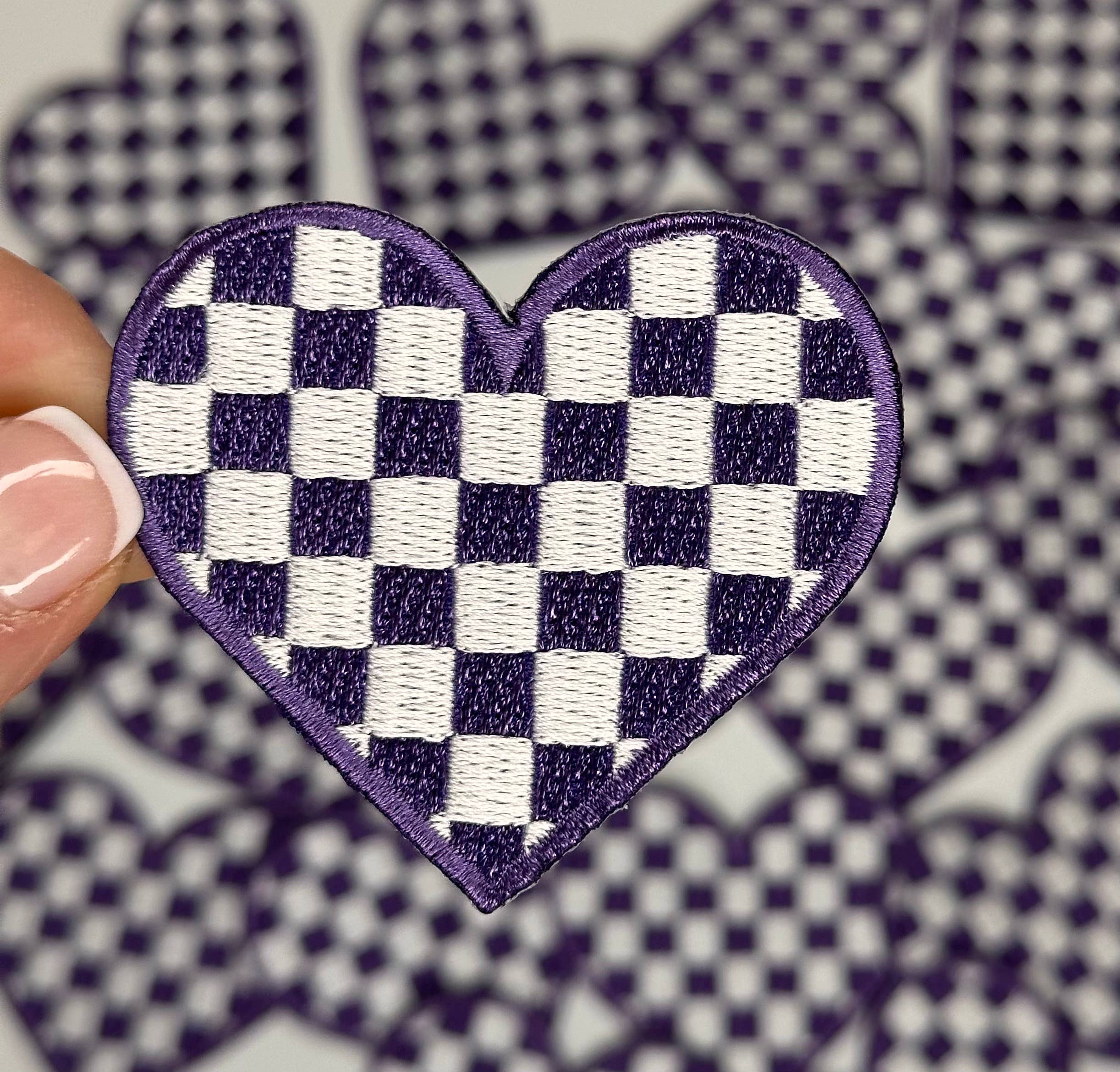 Aloe and Milk Boutique - Wholesale Hat Accessory - Women's - Checkered heart, heart patch, checkered patch, game day9