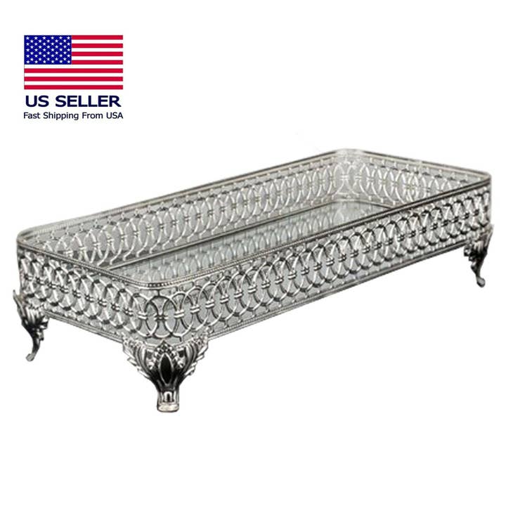 Hakan - Wholesale Decorative Tray - Rectangle Mirror Gold Perfume Holder Organizer2