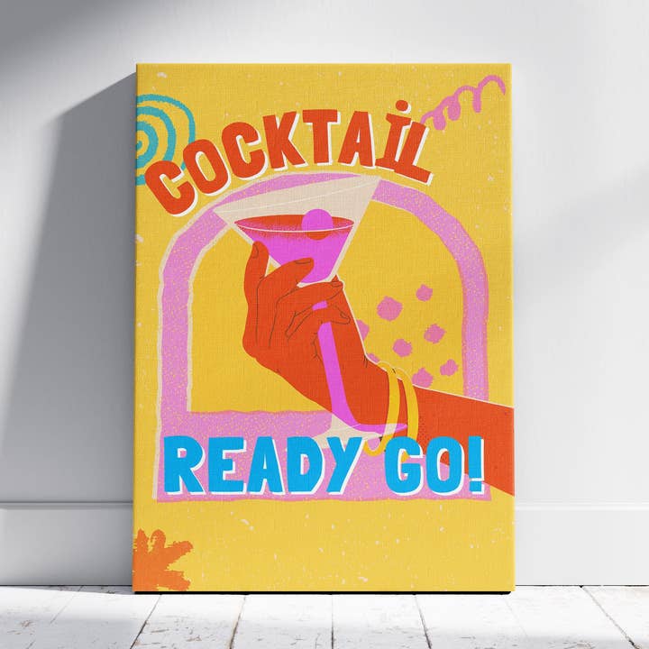 Classic Cocktail Ready Go Drinks - Framed Canvas Wall Art Print for wholesale by House Prints