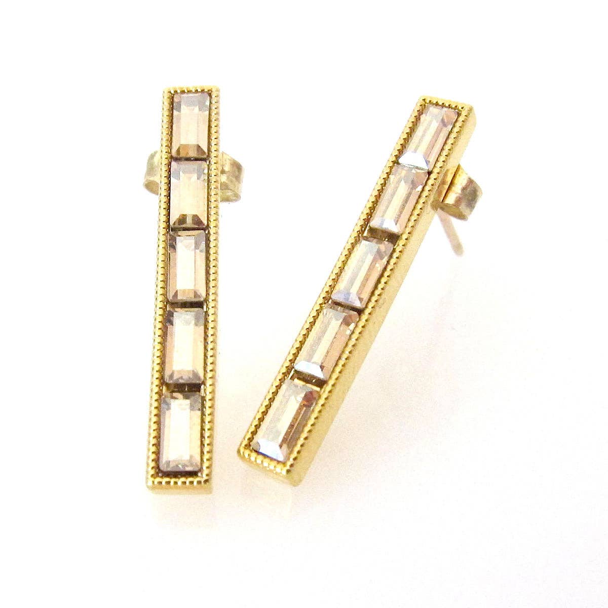 Jessica Elliot Jewelry - Wholesale Stud/Post Earrings - JE Classic Collection Long baguette studs with Swarovski Crystal6