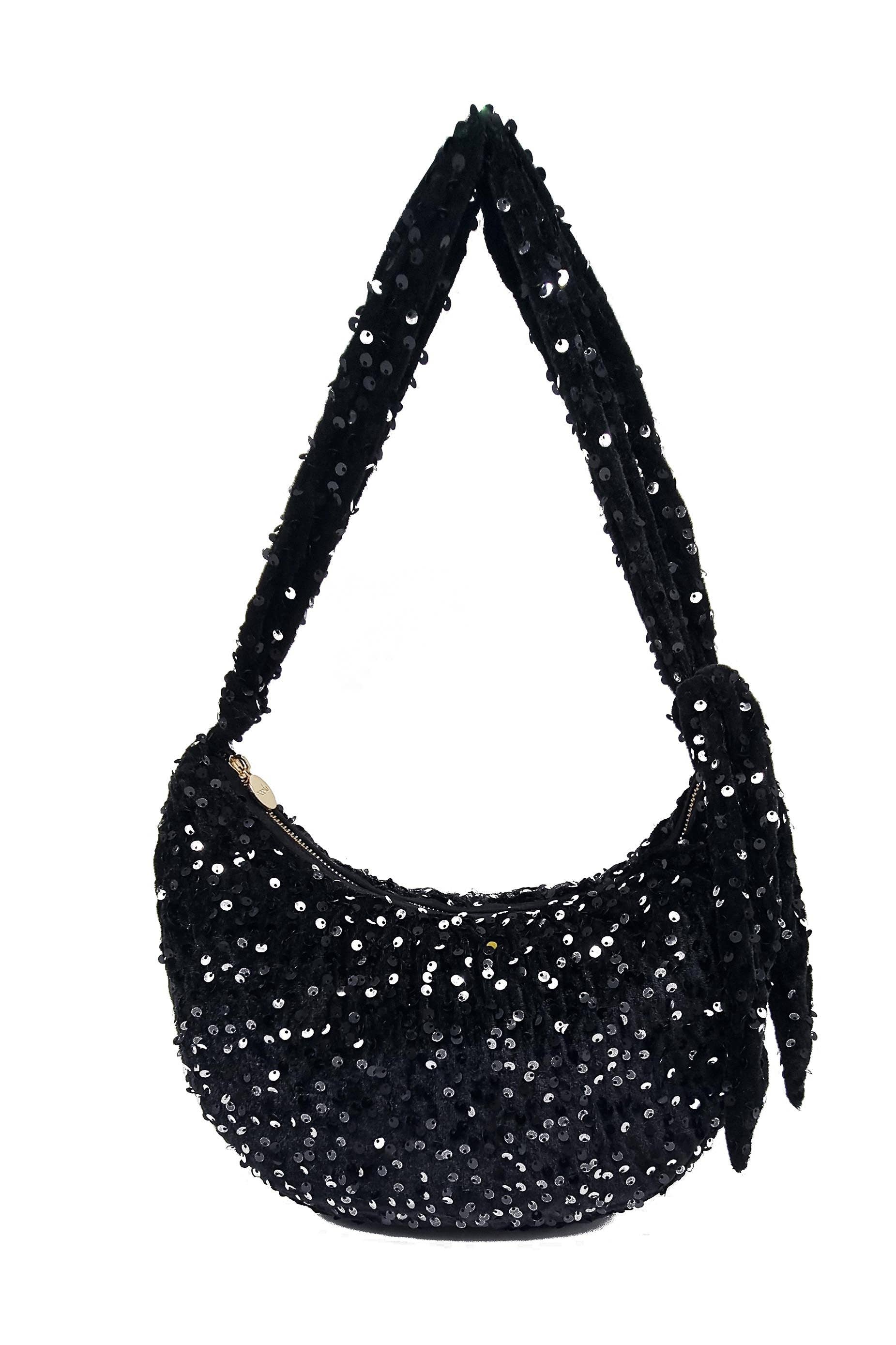 BLACK NESSA HALF MOON SEQUIN BAG-BLACK for wholesale on Faire2