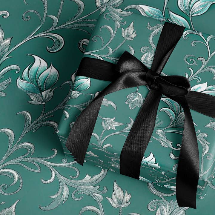 Carta da regalo con motivo floreale elegante turchese. per la vendita all'ingrosso da parte di MagicMerchEmporium