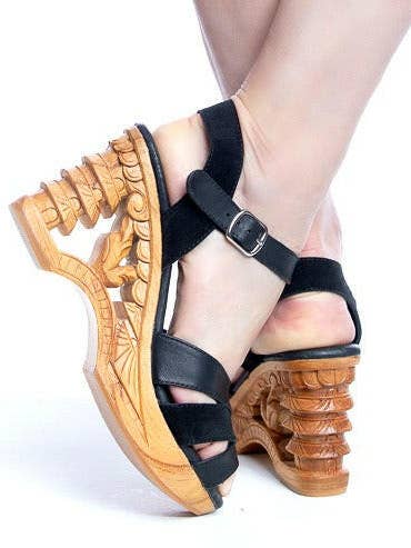 on Sale - the Pagoda in Black for wholesale by Lucky Lou Shoes