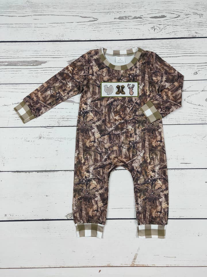 sassy kids palace - Wholesale Jumpsuit - Baby - Camouflage Checkered Appliqué Boy Romper0