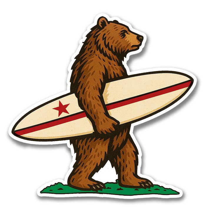 Autocolante de Urso da Califórnia Surf por atacado de Sock Harbor / Bigfoot Sock Co.
