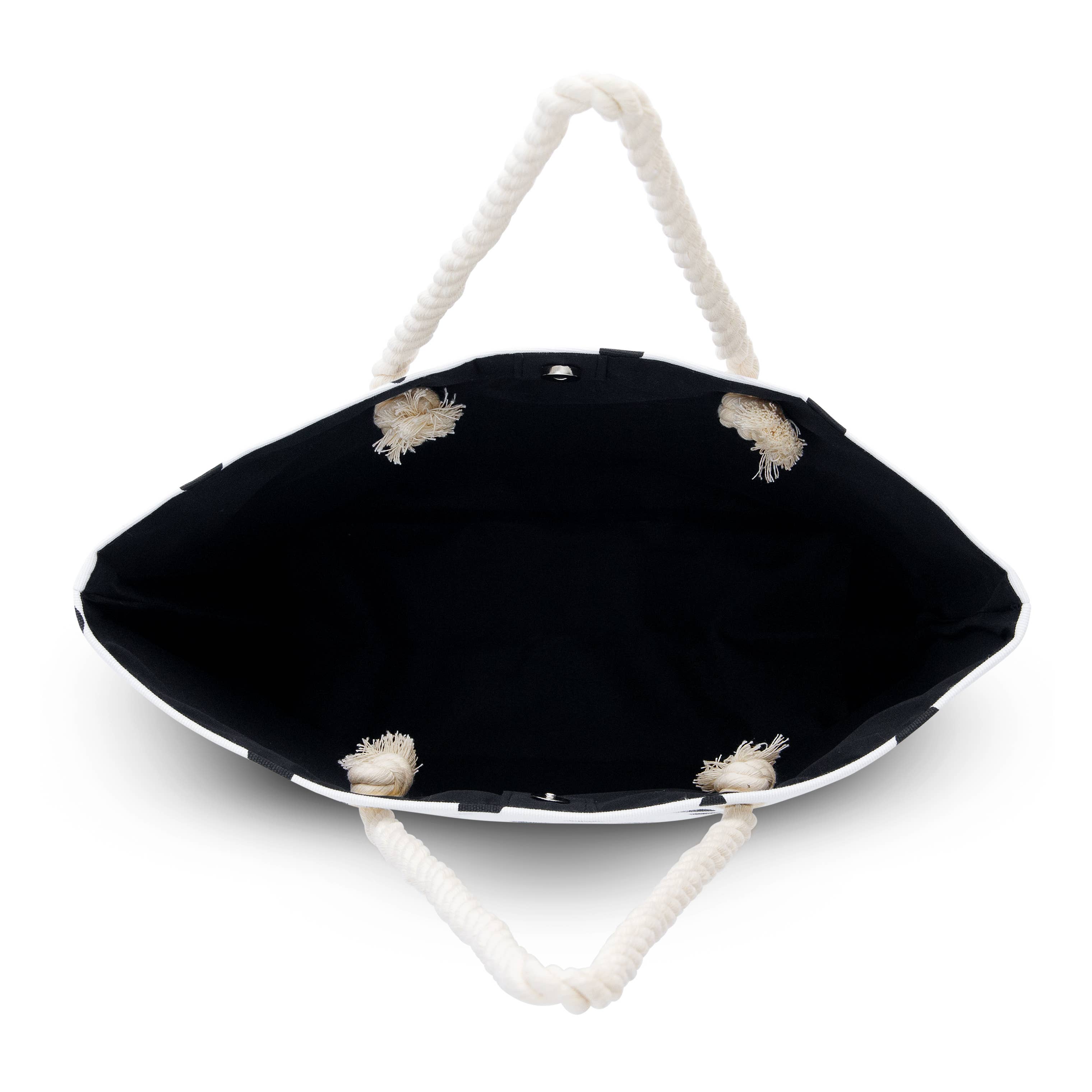 Weddingstar Inc. - Wholesale Tote bag – Women's - Extra-Large Polka Dot Tote Bag - Black on White2