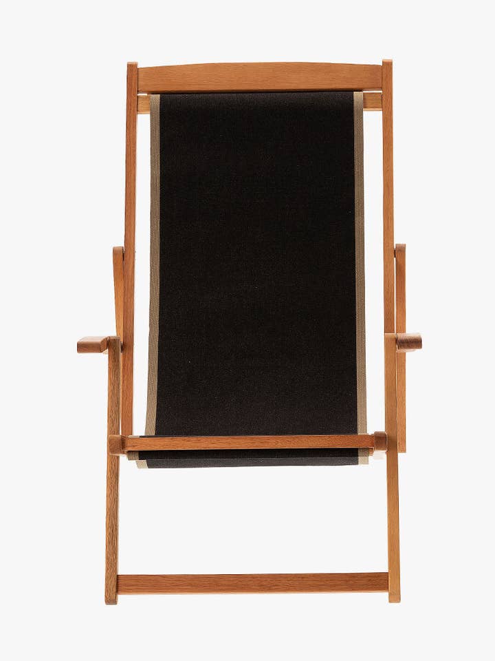 EMMA UNI BLACK DECKCHAIR WITH TAUPE EDGE for wholesale by Les Toiles du Soleil