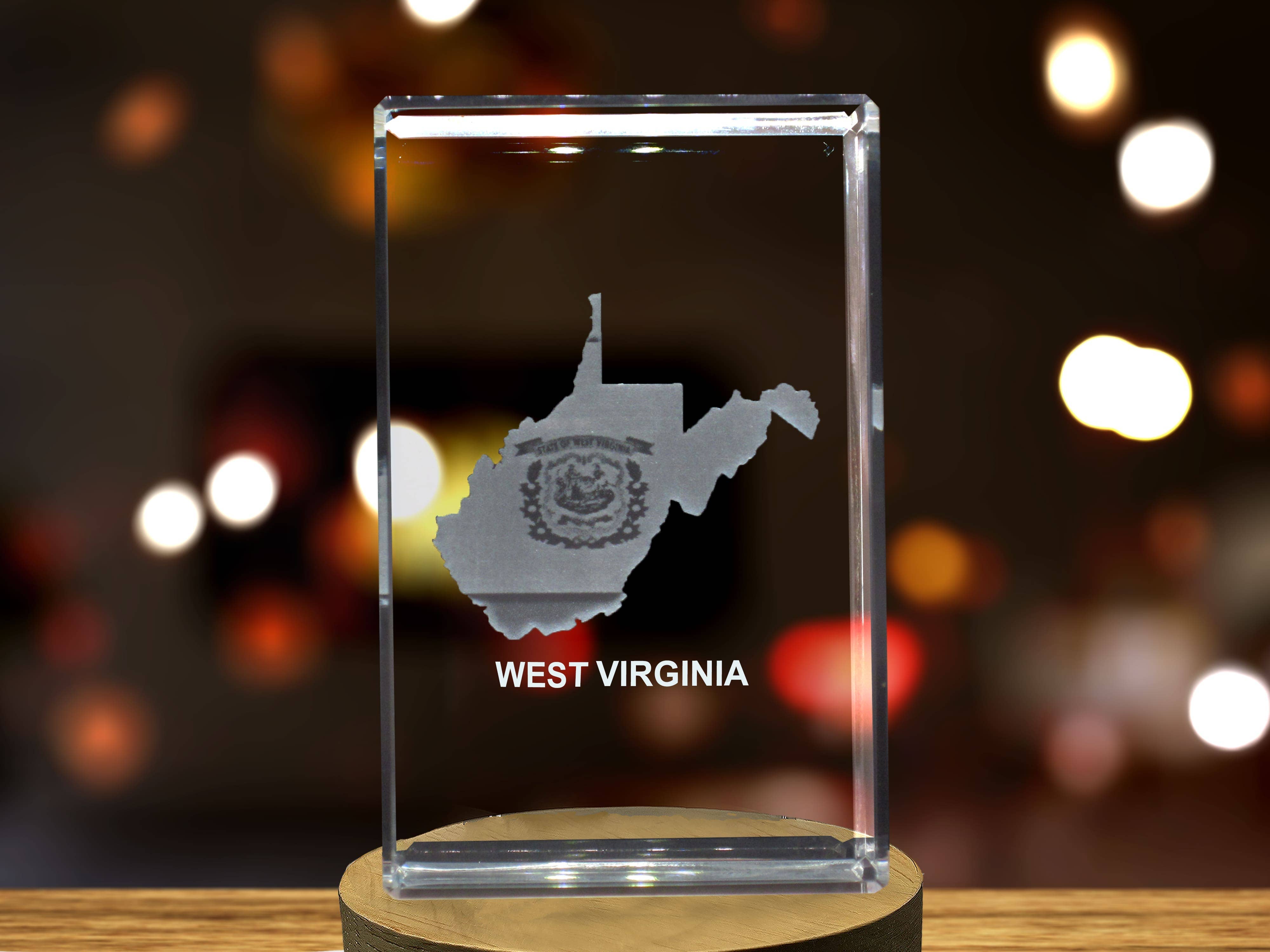 AB Crystal Collection - Wholesale Decorative Figurine - West Virginia 3D Engraved Crystal 3D Engraved Crystal3