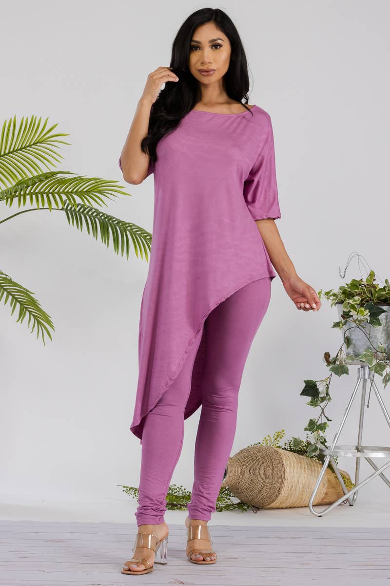 H&H Fashion Inc. - Venta al por mayor Conjuntos de top y pantalón (NO para estar en casa) - Mujer - HH679R-SOLID - Juego de blusa y leggins de 2 piezas0