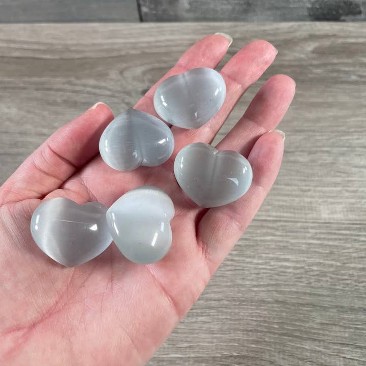 Keystone Crystals - Vendita all'ingrosso Pietra/cristallo spirituale - Occhio di Gatto in Fibra Ottica Cuore Soffice da 1 Pollice Gemma all'Ingrosso11