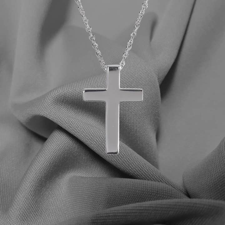 Dicksons - Wholesale Pendant/Charm Necklace - Silver Plated CZ Mini Thin Box Cross Necklace