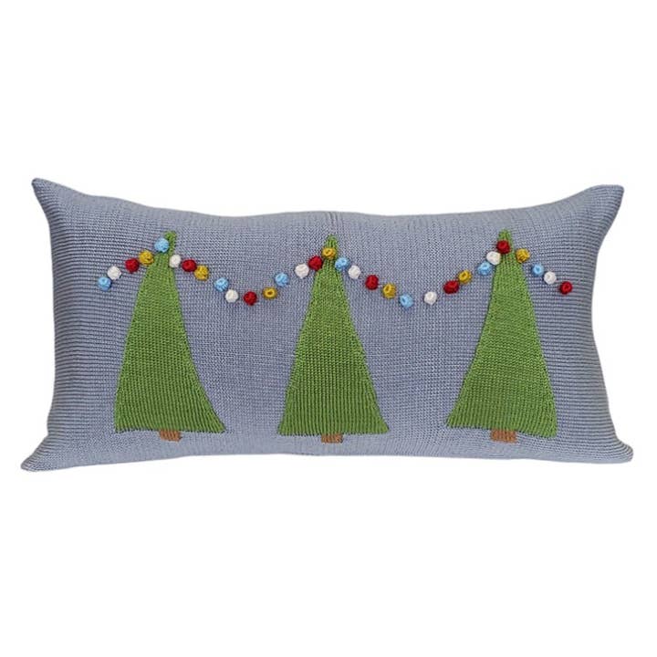 Handmade Tree Farm Lumbar Christmas Pillow for wholesale by Melange Collection