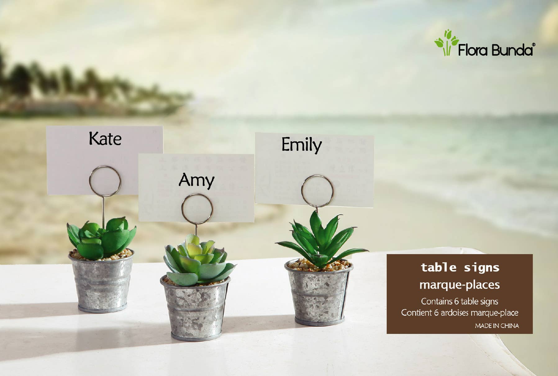 Flora Bunda Inc - Wholesale Place Card / Place Holder - Mini Succulent Memo Clip – Set of 43