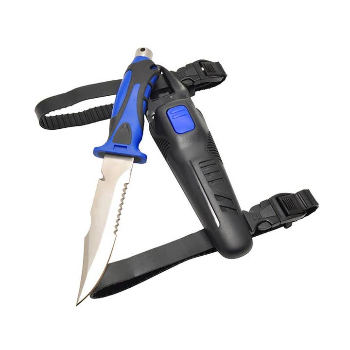 Scuba Choice Couteau à Pointe Bleue en Acier Inoxydable de 10,5" avec 2 Sangles pour la vente par Scuba Choice