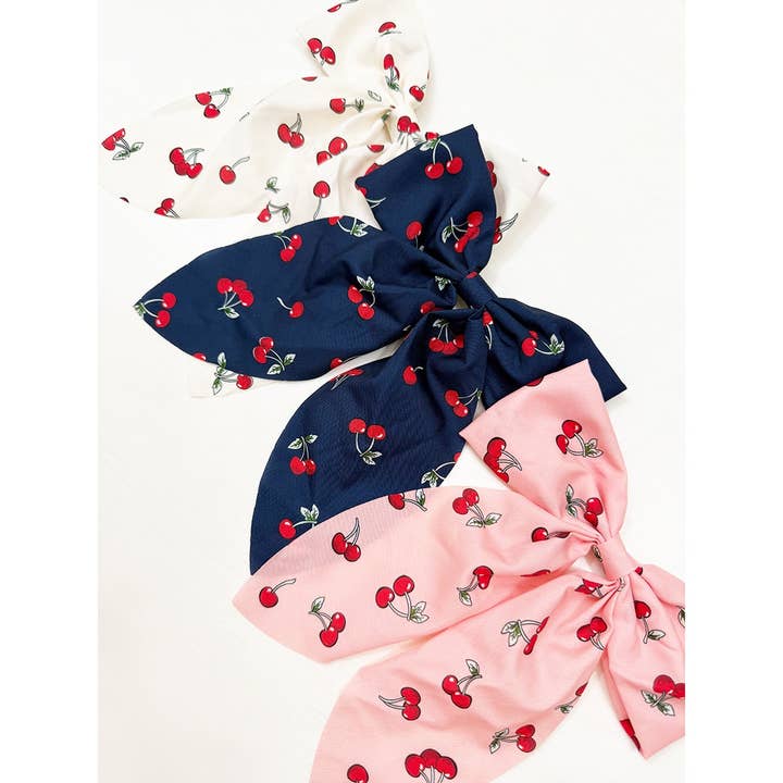 Mix Colors of Cherry Bow Hair Clips for wholesale on Faire