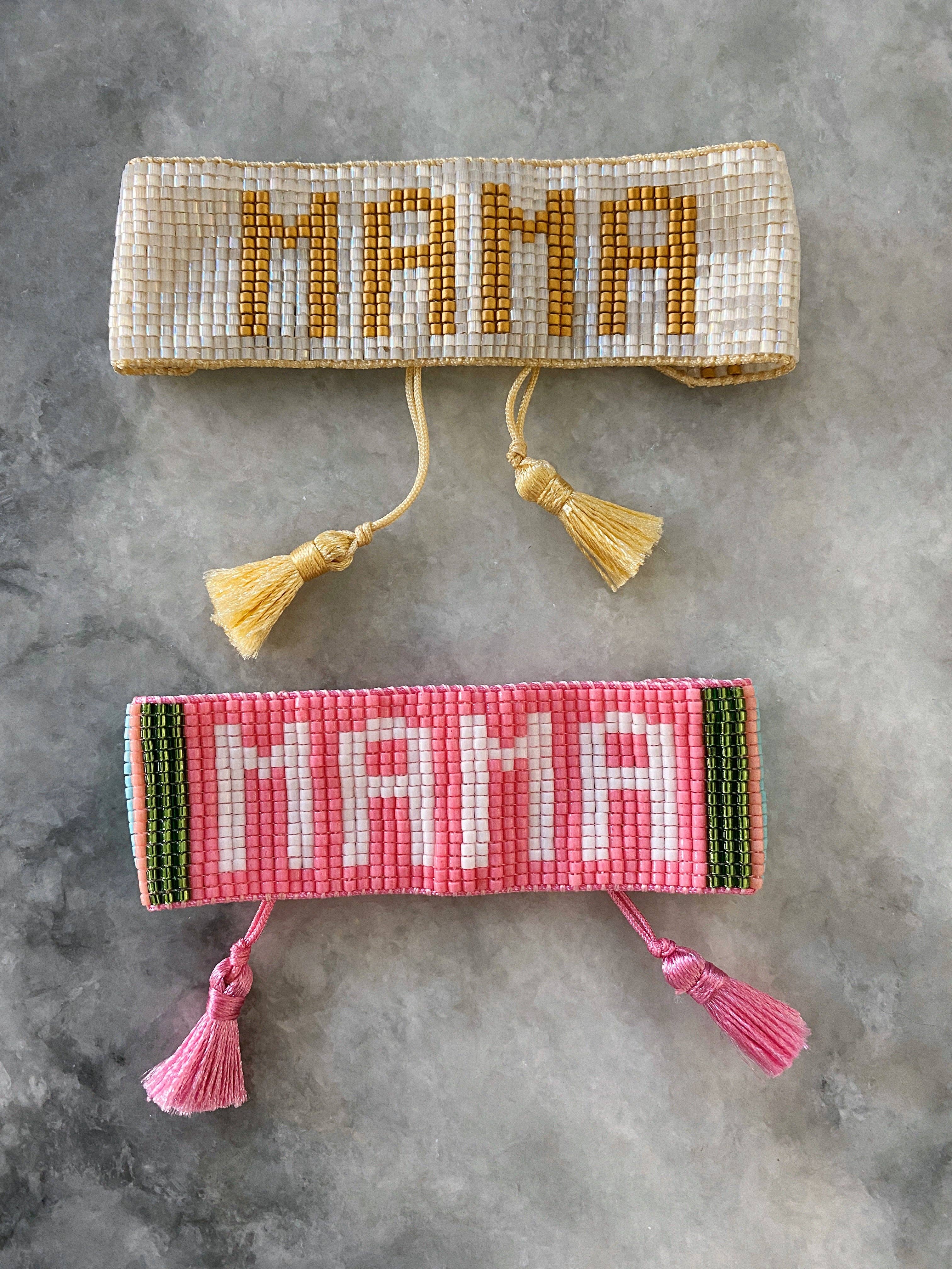 HART - Wholesale Beaded Bracelet - White & Gold MAMA Bracelet7