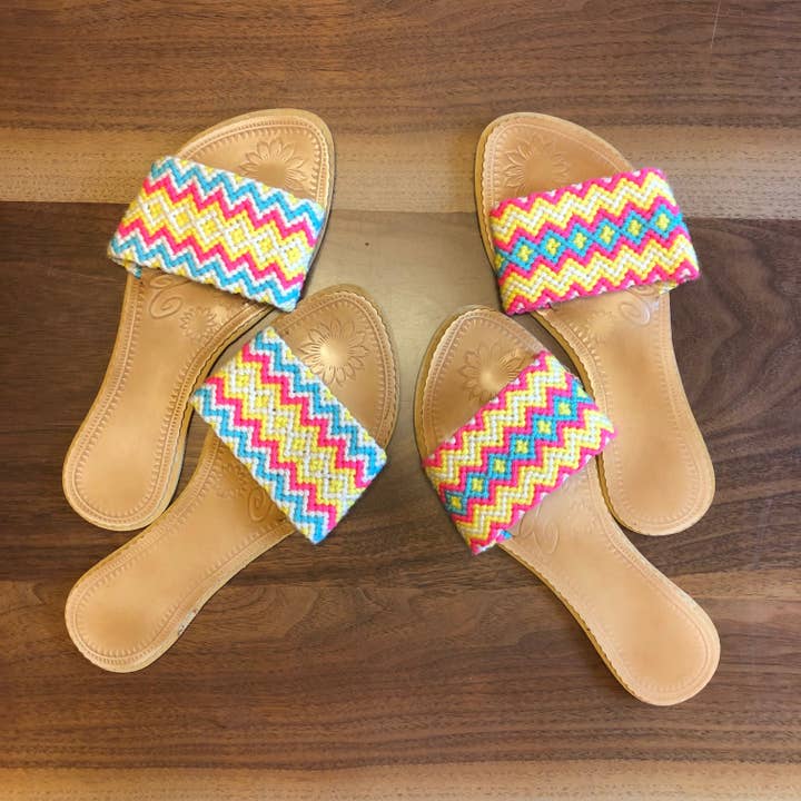 Colorful Handwoven Sandals - Wayuu Slide Sandals for wholesale by Colorful 4U
