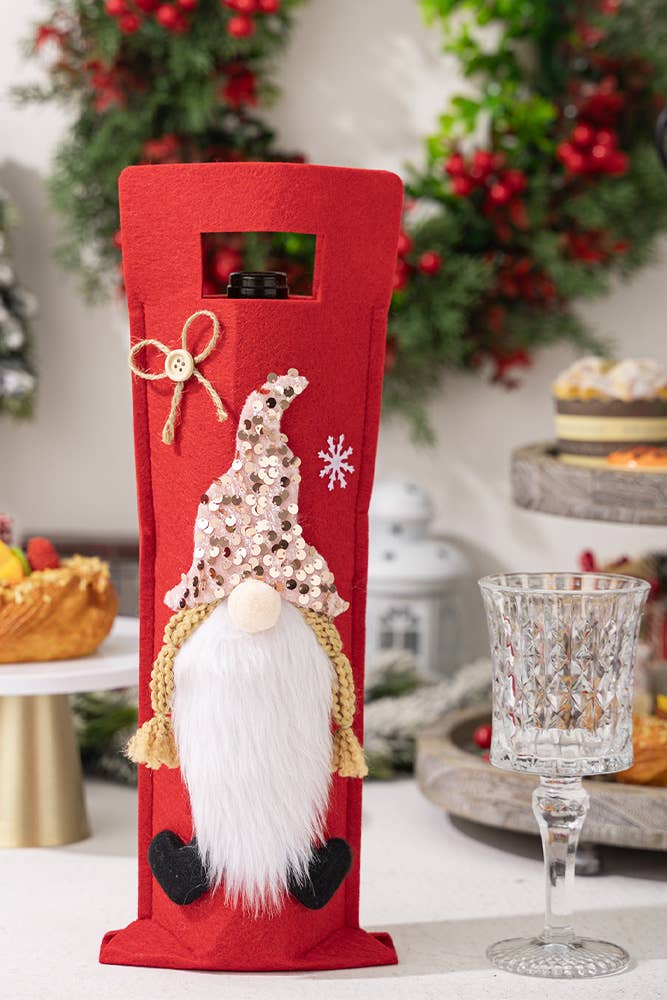 UNISHE - Wholesale Wine Gift Bag - Christmas Gnome Wine Bottle Bag HB0661