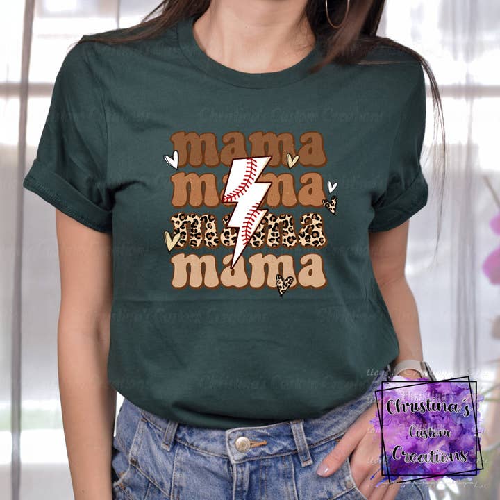 Baseball Mama T-Shirt | Trendy School Spirit Shirt | Baseball Shirt | Super Soft Shirts for Women | Bella Canvas for wholesale by Red Dirt Transfers