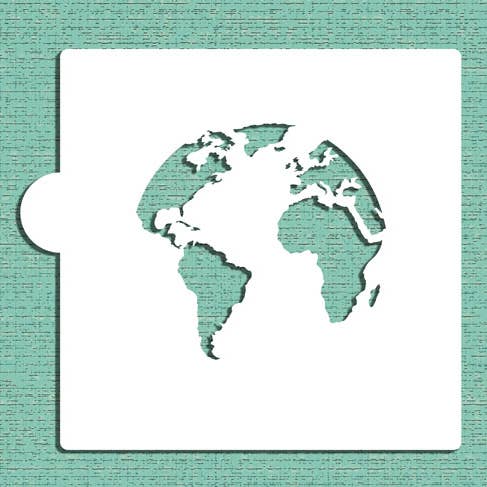 Designer Stencils - Wholesale Stencil - Wereldkaart (Globe) Cookie- en ambachtelijke stencil