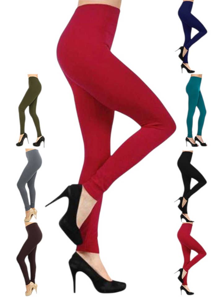 Rope & Spurs - Wholesale Fashion Leggings - Women's - Solid Color Mix Pack Fleece Leggings