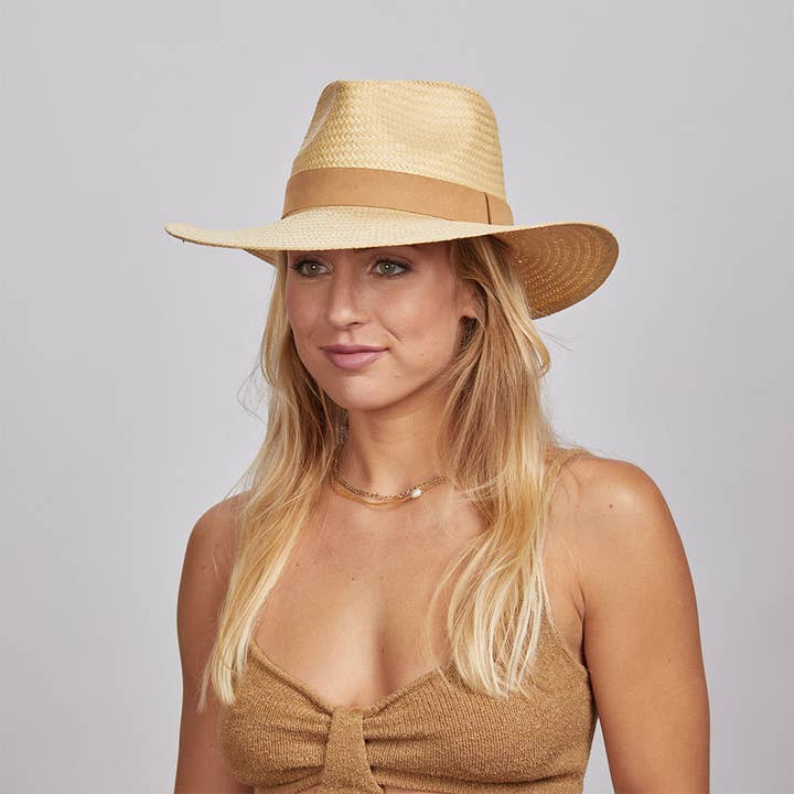 Natural Outback Wide Brim Straw Sun Hat - Style Cadence for wholesale on Faire