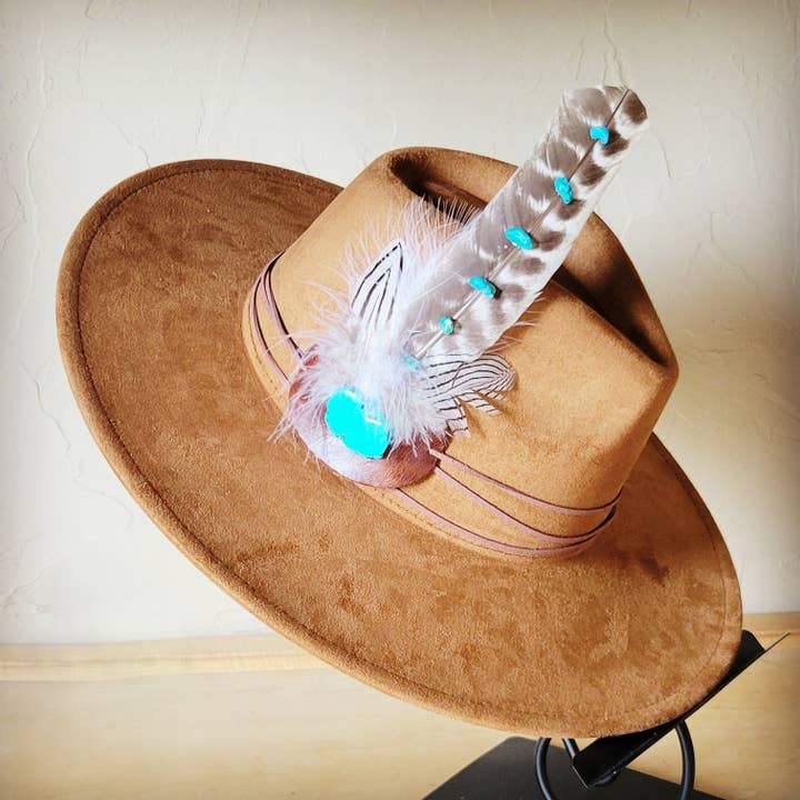 The Jewelry Junkie - Wholesale Fedora - Women's - Turquoise Accent Turkey Feather Hat Band + Choice of Hat 986j3
