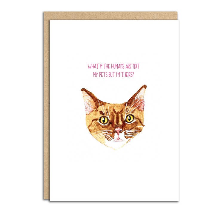 Sarah Maddox Art & Design - Vendita all'ingrosso Biglietti di auguri - Il pigiama da gatto. Biglietto di auguri per amanti dei gatti