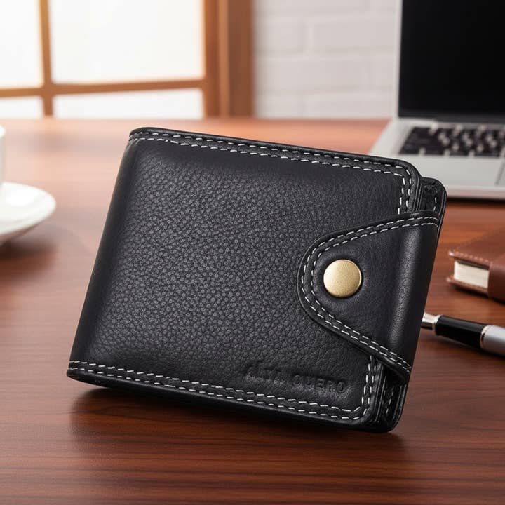 Genuine Leather Men's Wallet RFID – Black for wholesale by Alta Quero