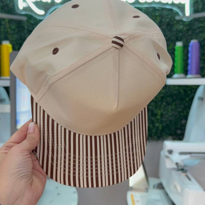 Rain Embroidery - Wholesale Trucker Hat - Unisex - Brown Stripes Trucker Hat (blank)3