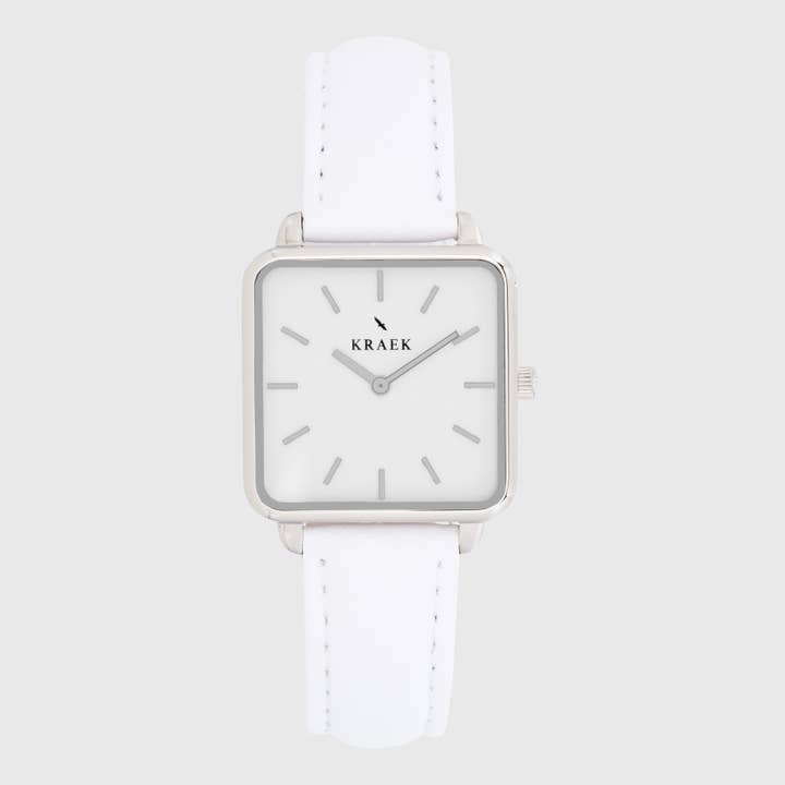 Vieve | Silver | White | 28 mm | Square Watch for wholesale by KRAEK Watches