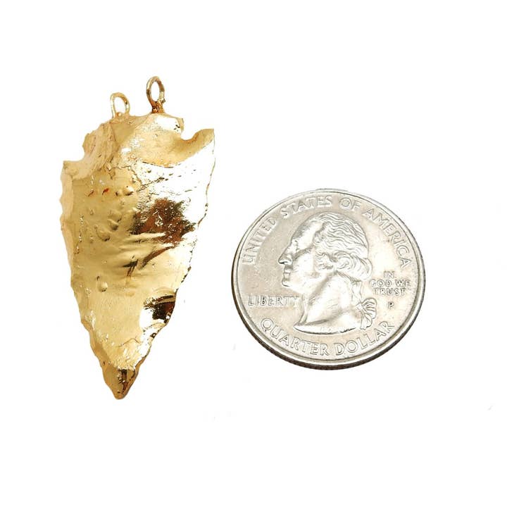 Jewelers Paradise - Wholesale Individual Charm/Pendant - Double Bail Arrowhead 24k Gold Electroplated2
