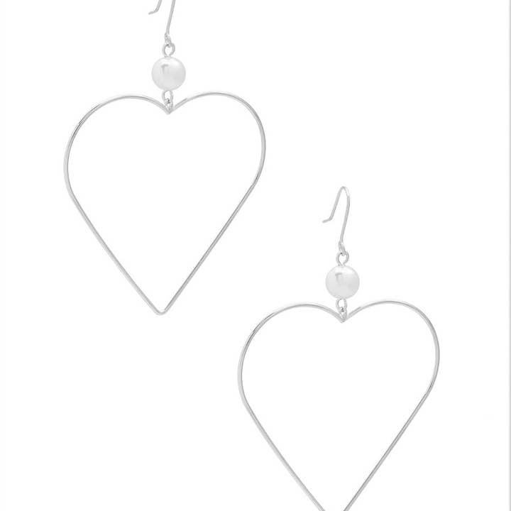 ZENZII Jewelry - Wholesale Dangle earrings - Pearl Accented Big Heart Drop Earring3