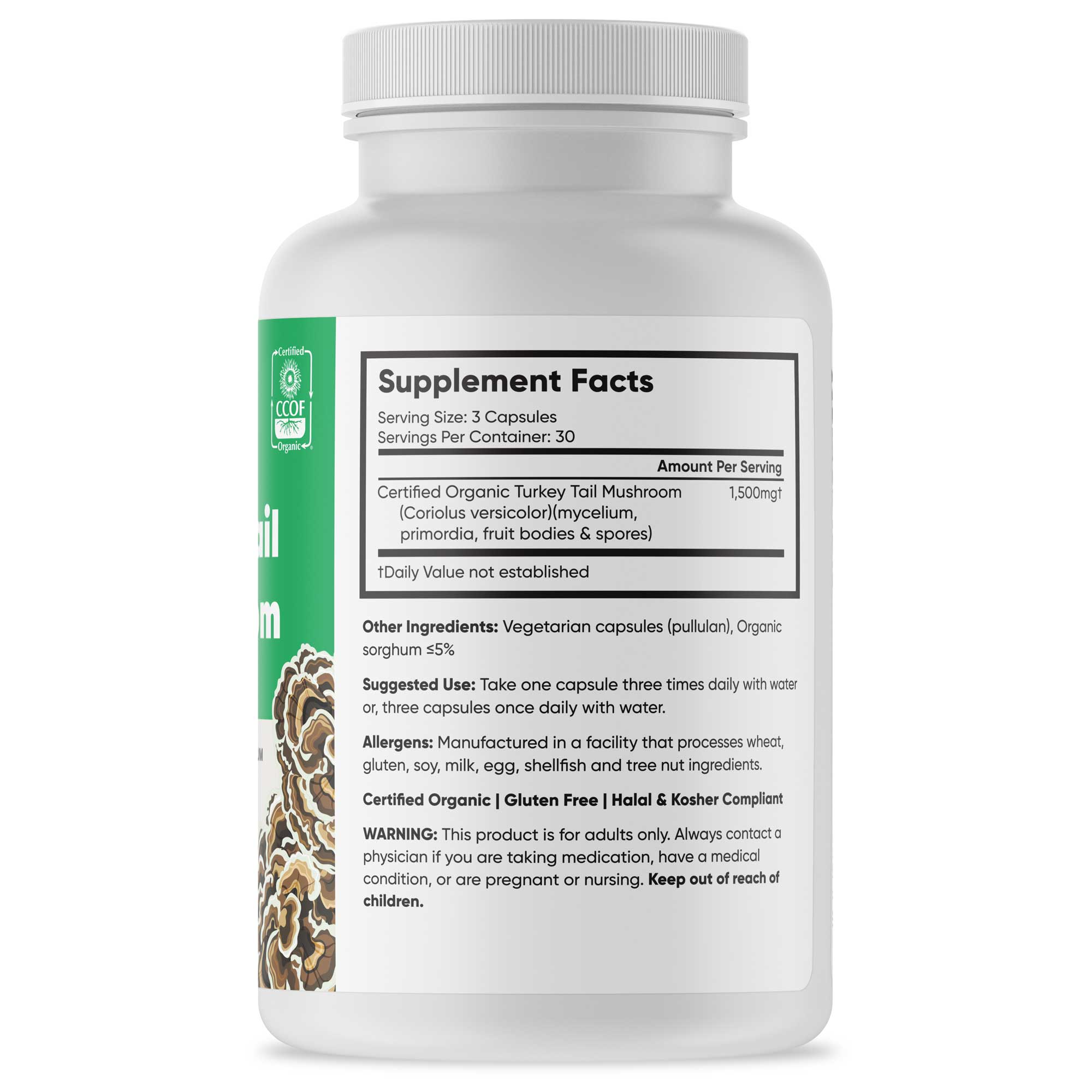 Brain Forza® - Wholesale Oral Supplement/Vitamin - Organic Turkey Tail Mushroom, 90 Capsules3