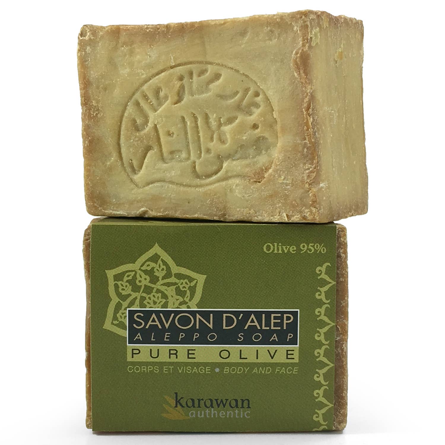 Karawan Authentic - Wholesale Bar Soap - PURE OLIVE ALEPPO SOAP 95% - IN A STRIP - 200G5