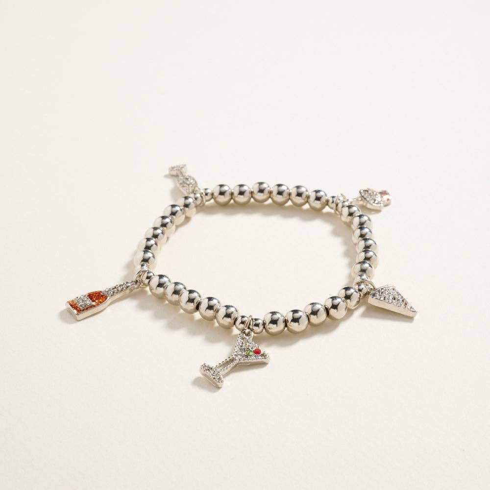 Designature New York - Wholesale Charm/Dangle Bracelet - Wine Rhinestone Charm Beaded Stretch Bracelet5