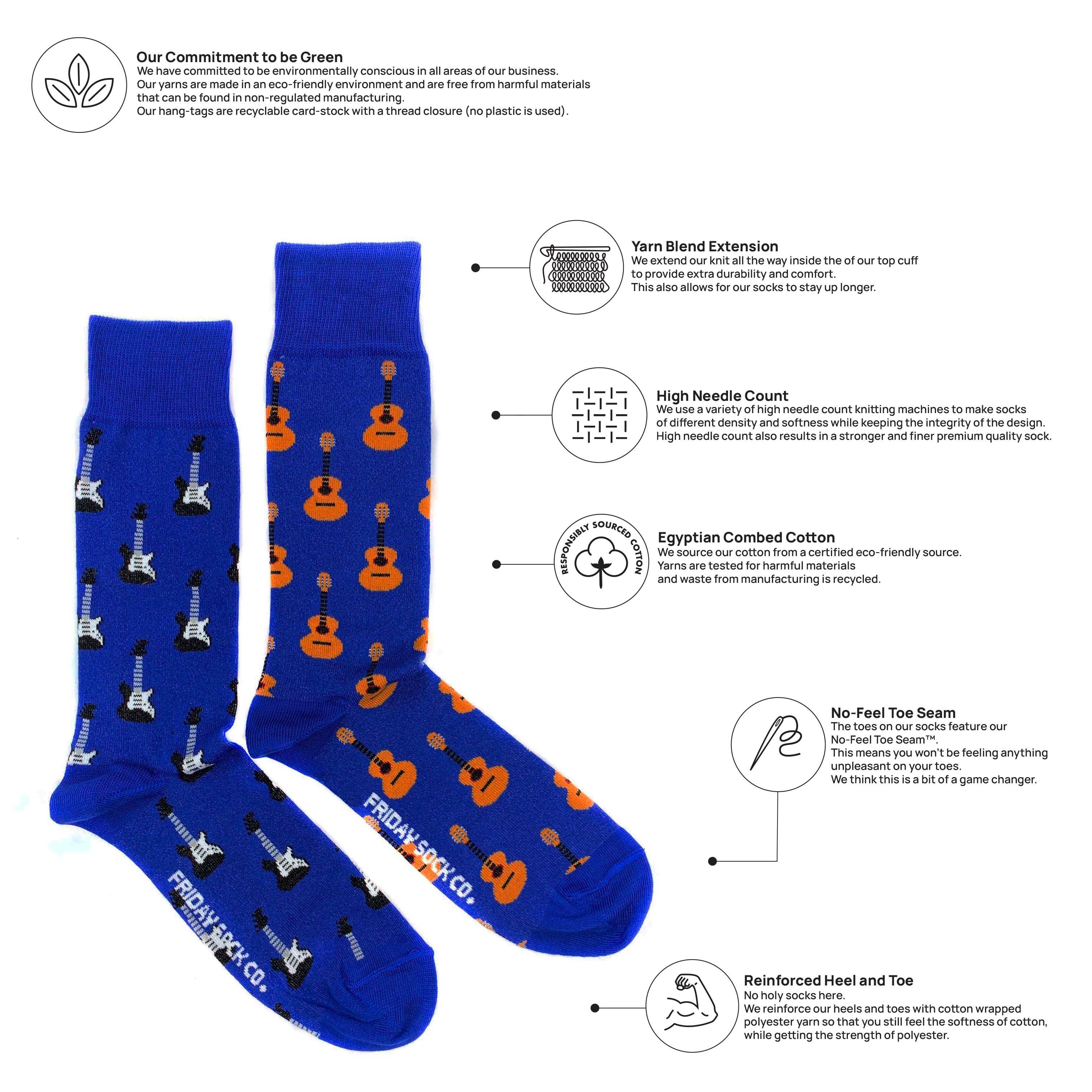 Friday Sock Co. - Wholesale Socks - Men's - Men's Acoustic Guitar & Electric Guitar Mismatched Socks1