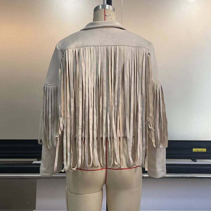 Tourtiwi – Engroshandel Jakke - Dame – Tourtiwi punkjakke i imiteret ruskind med frynser og revers16