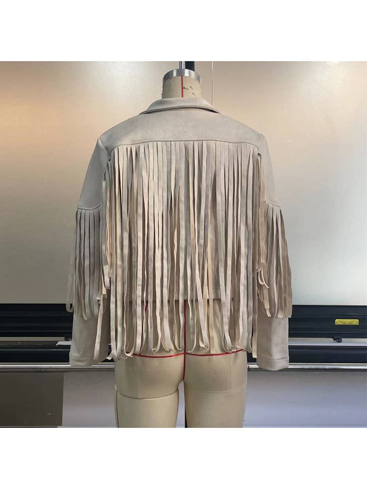 Tourtiwi - Wholesale Jacket - Women's - Punk Faux Suede Fringe Lapel Jacket17
